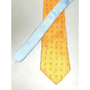 Tommy Hilfiger Palm Tree Print Tie Retro Classic 3.75 in. X 58 Silk Orange Blue